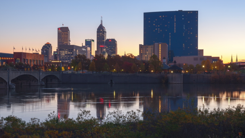 Indianapolis, Indiana, USA skyline on the White River.