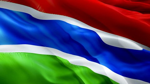 Gambia flag video. National 3d Gambian Flag Slow Motion video. Gambia Flag Blowing Close Up. Gambian Flags Motion Loop HD resolution Background Closeup 1080p Full HD video. Gambia flags waving in wind