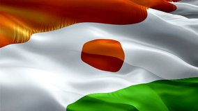 Nigerien flag. 3d Niger flag waving video. Sign of Niger seamless loop animation. Nigerien flag HD resolution Background. Niger flag Closeup 1080p HD video for Independence Day,Victory day

