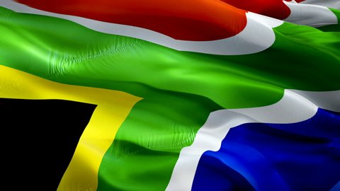 South Africa flag video. National 3d South African Flag Slow Motion video. South Africa Flag Blowing Close Up. South African Flags Motion Loop HD resolution Background Closeup 1080p Full HD video
