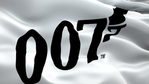 007 James Bond logo Video. James Bond logo on white background. 3d British secret agent MI6 007 Motion video. Consumer Entertainment company background. Bond 007 1080p video - New York, 4 July 2021
