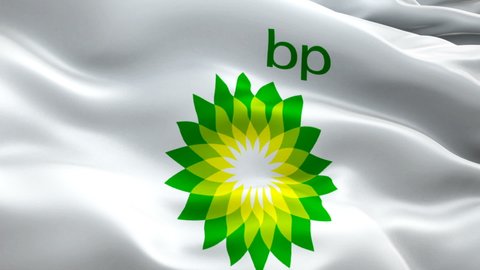 BP logo Video. BP logo on white background. 3d British Petroleum oil and gas corporation Slow Motion video. energy company background. BP 1080p HD video Close Up -New York, 4 July 2021
