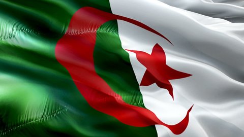 Algeria flag. 3d Algerian flag waving video. Sign of Algeria seamless loop animation. Algerian flag HD resolution Background. Algeria flag Closeup 1080p HD video for Independence Day,Victory day
