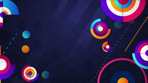 Looped colorful gradient abstract shapes and spinners  animated background