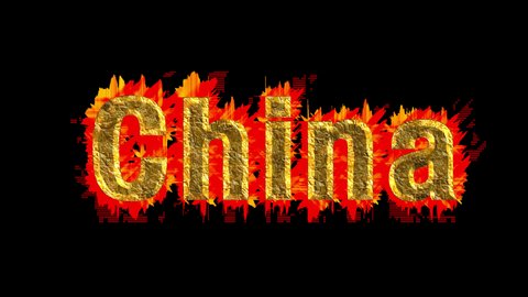 Gilded text China is built up sparks and shines. Success, prosperity and development concept. Easy to place on any background.