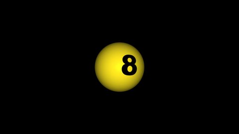 Lottery Number 8 Ball rotation on black Background
