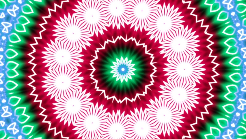 kaleidoscope pattern circle flower line neon mirror redering geometry background abstract effect texture multi color