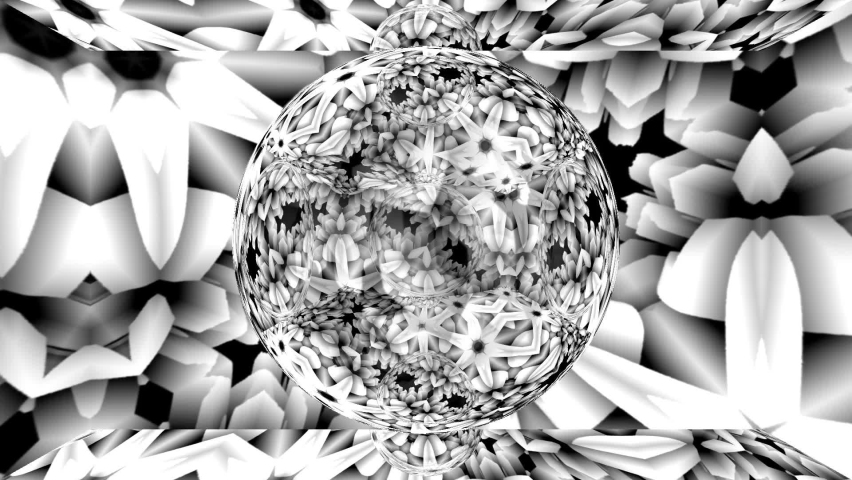 kaleidoscope pattern circle flower line neon mirror redering geometry background abstract effect texture multi color