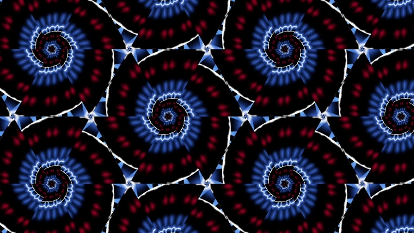 kaleidoscope pattern circle flower line neon mirror redering geometry background abstract effect texture multi color