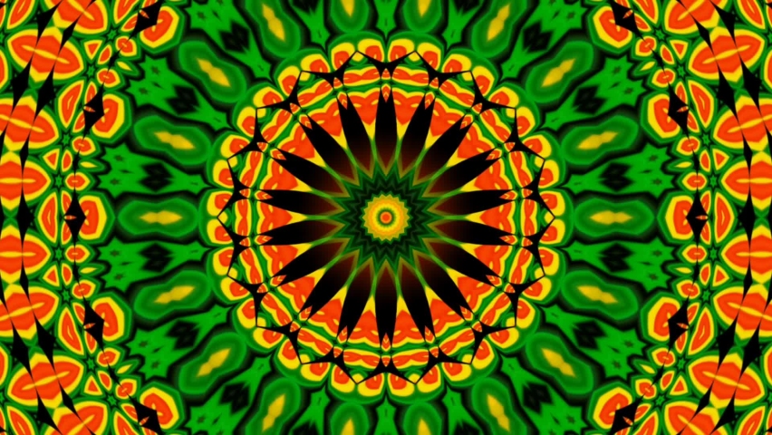 kaleidoscope pattern circle flower line neon mirror redering geometry background abstract effect texture multi color