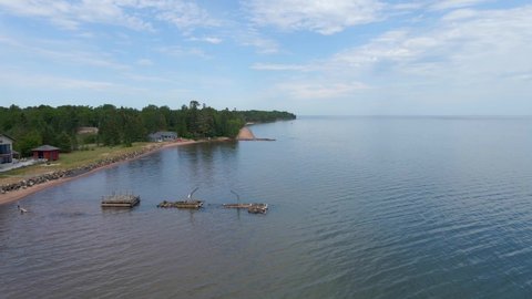 Madeline Island Wisconsin, Lake Superior, aerial view of an amazing Lake Shore