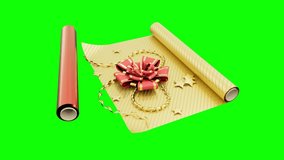 present packaging paper rotates on green screen, isolated - loop video