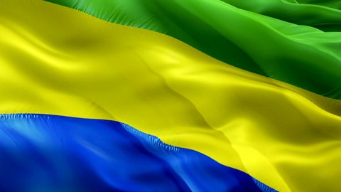 Gabon flag video. National 3d Gabonese Flag Slow Motion video. Gabon Flag Blowing Close Up. Gabonese Flags Motion Loop HD resolution Background Closeup 1080p Full HD video. Gabon flags waving in wind 