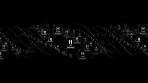 HYDROGEN Molecule Symbol, Animation, Rendering, Background, Loop