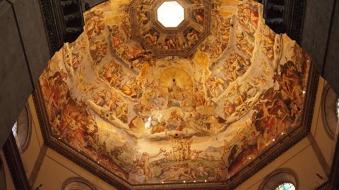 Florence, Italy - July 11, 2021: Florence cathedral dome seen from the inside, Tuscany, Italy