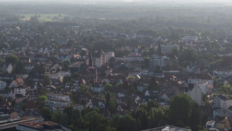 Establishing Aerial View Shot of Strasbourg Fr, capital of European Union, Bas-Rhin, France, suburbs of the city
