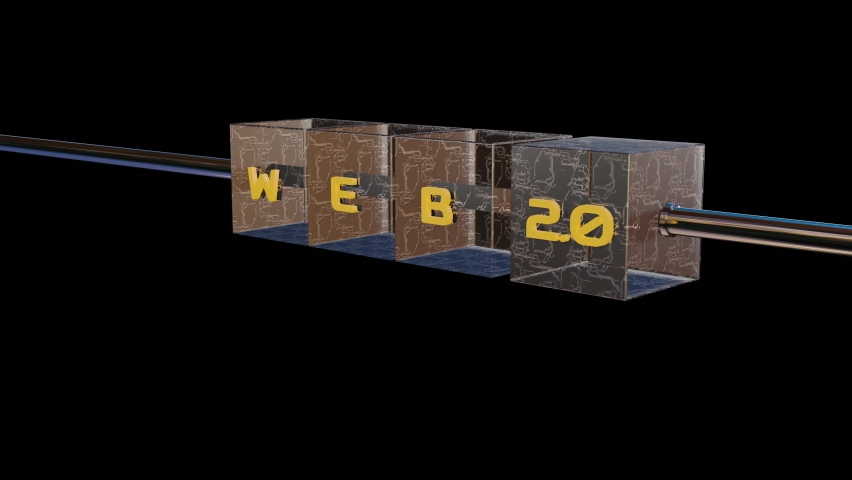 3D word web 3.0 written on cubes. concept of changing web 2.0 to web 3.0 looped animated background. 3d render | Shutterstock HD Video #1082984413