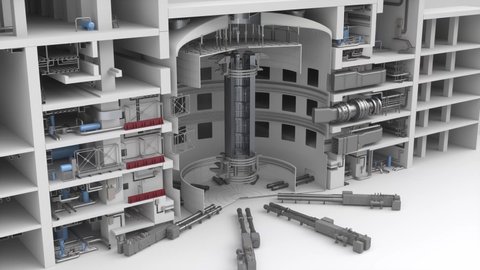 ITER. Tokamak. Thermonuclear fusion. Reactor construction and assembly. 3D rendering	