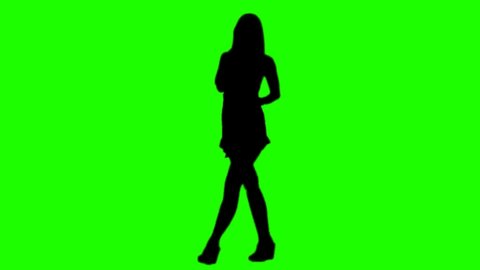 Dancing girl Silhouette on green screen