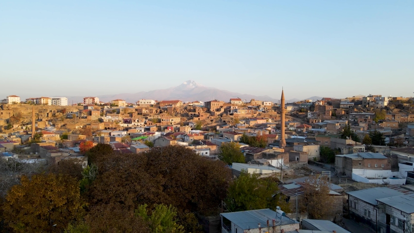 View of Kayseri incesu district with Erciyes Mount background