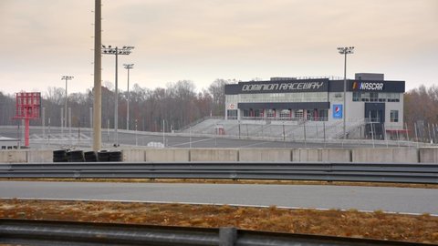 Woodford, VA, USA - November 22, 2021: 4k motion video NASCAR Dominion Raceway Woodford VA USA