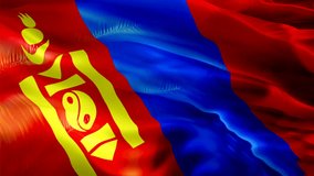 Mongolian flag. 3d Mongolia flag waving video. Sign of Mongolia seamless loop animation. Mongolian flag HD resolution Background. Mongolia flag Closeup 1080p HD video for Independence Day,Victory day
