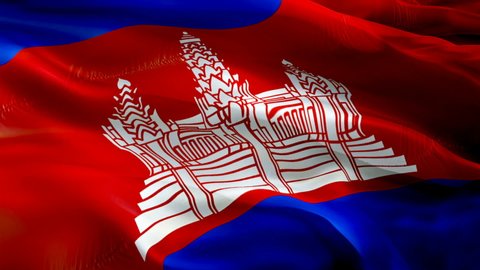 Cambodia flag video. National 3d Cambodian Flag Slow Motion video. Cambodia Flag Blowing Close Up. Cambodian Flags Motion Loop HD resolution Background Closeup 1080p Full HD video. Cambodia flags wavi