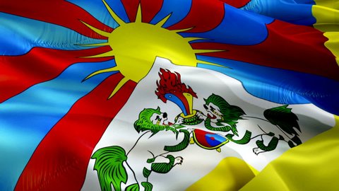 Tibet flag video. National 3d Tibetan Flag Slow Motion video. Tibet Flag Blowing Close Up. Tibetan Flags Motion Loop HD resolution Background Closeup 1080p Full HD video flags waving in wind video foo