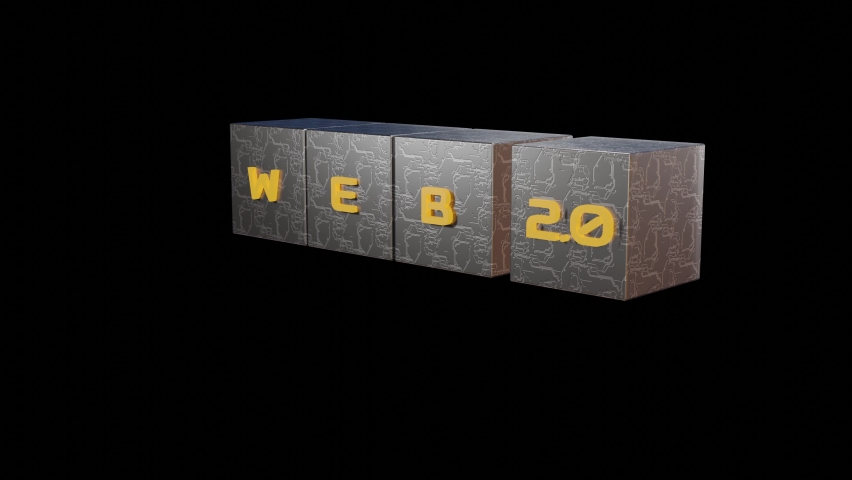 3D word web 3.0 written on cubes. concept of changing web 2.0 to web 3.0 looped animated background. 3d render | Shutterstock HD Video #1083026935