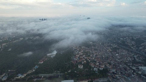 Buildings Above the Clouds Drone Video Ortakoy Besiktas Istanbul Turkey