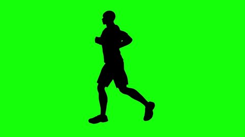 Man silhouette running on green screen