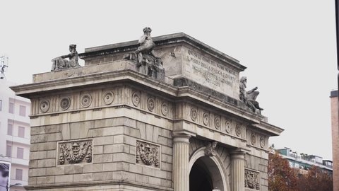 Porta Garibaldi previously known as Porta Comasina, which is a city gate with neoclassical arch located in Milan Italy,
