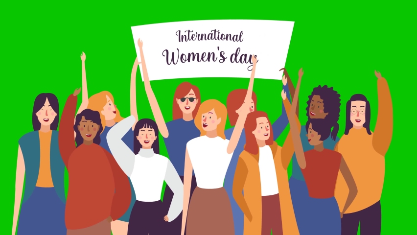 International Happy women's day on green screen background  4k animation  | Shutterstock HD Video #1083071926