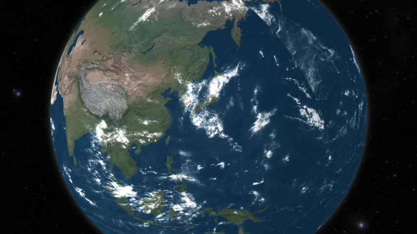 World Zoom Into Asia Planet Earth. clouds time lapse from the space .Elements of this image furnished by NASA. Asia seen from space.