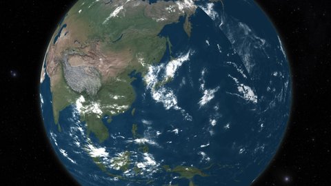 World Zoom Into Asia Planet Earth. clouds time lapse from the space .Elements of this image furnished by NASA. Asia seen from space.