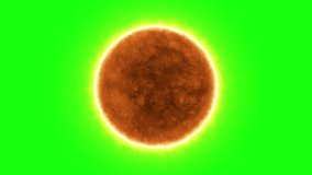 Realistic burning sun solar surface with flares on green screen background. 3d render. Chroma key  - Powered by Shutterstock - Get 15% off with code: PIKWIZARD15
