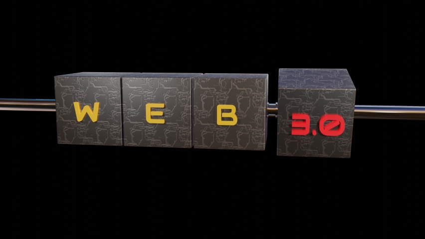 3D word web 3.0 written on cubes. concept of changing web 2.0 to web 3.0 looped animated background. 3d render | Shutterstock HD Video #1083081841