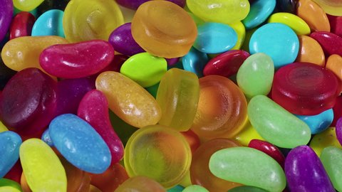 Delicious Jelly Beans Rotating Candy Close Up.