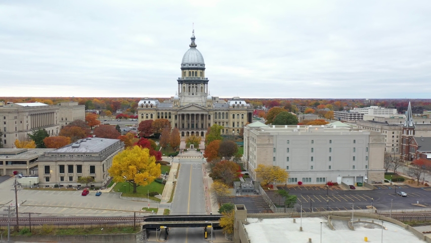 4K Drone of Springfield Illinois going out