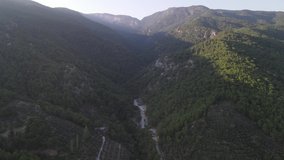 Sutuven Waterfall in the Mount Kaz Drone Video Edremit Balikesir Turkey