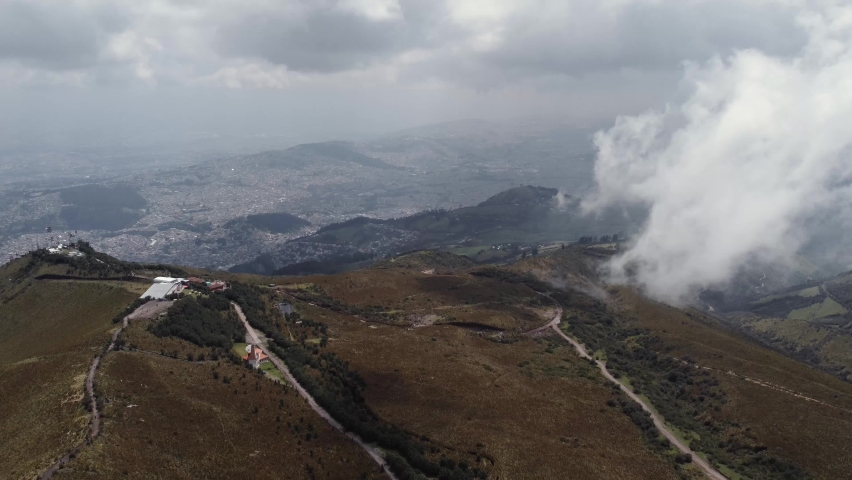 landscape of mountains and clouds of the sierra of Ecuador, beauty of nature without people in the day, aerial perspective, tourist destination