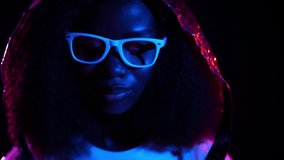 Lady dance cosmic hip hop choreography isolated glow colorful background - Powered by Shutterstock - Get 15% off with code: PIKWIZARD15