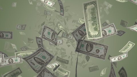 Dollar bills falling in slow motion Loopable