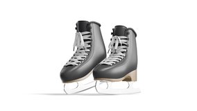Blank black ice skates with blade mockup pair, looped rotation, 3d rendering. Empty leather ice-skating or hockey footwear mock up, isolated on white background. Clear winter sport equipment template. - Powered by Shutterstock - Get 15% off with code: PIKWIZARD15