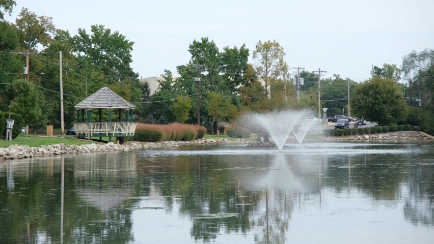 Pond and fouintain at Brentwood Forest, St. Louis, MO