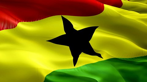 Ghana flag video. National 3d Ghanaian Flag Slow Motion video. Ghana Flag Blowing Close Up. Ghanaian Flags Motion Loop HD resolution Background Closeup 1080p Full HD video. Ghana flags waving in wind 
