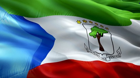 Equatorial Guinean flag. 3d Equatorial Guinea flag waving video. Sign of Equatorial Guinea seamless loop animation. Equatorial Guinean flag HD resolution Background flag Closeup 1080p HD video for Ind