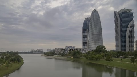 putrajaya, malaysia - october circa, 2021 : time lapse city view of putrajaya, malaysia