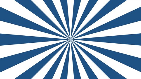 Rotating sunburst background. Sun rays animation. Retro background with rays or stripes in the center. Sunburst or sun burst retro background. Blue color. High quality 4k footage