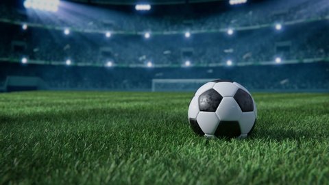 Soccer player performs outstanding play during a soccer game on a professional outdoor soccer stadium. Player wears unbranded uniform. 3D animation. 4K. Ultra high definition. 3840x2160.